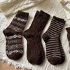Calcetines Fair Isle para Niñas Calcetines Gruesos de Invierno Nuevos de Otoño/Invierno para Niños Calcetines Cálidos de Media Pantorrilla Estilo Retro para Niñas Estudiantes Calcetines de Algodón