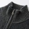 Nuevo Suéter Cárdigan de Cachemira para Mujer Otoño e Invierno 2025 con Cuello Alto, Hilo Dorado para Frijol, Doble Cremallera, Tejido Grueso Exterior con Bolsillos