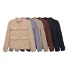 Ins estilo europeo y americano 2026 nueva moda temperamento Amazon venta al por mayor para mujer chaqueta de cuello alto con múltiples bolsillos para el día a día