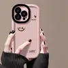Funda Rosa de Cara Sonriente para Teléfono Adecuada para Apple 17/16Pro Nicho Anticaídas Iphone15/14P Simple y de Alta Gama