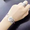 Pulsera con anillo de flor de plata de diseño personalizado estilo retro de moda nacional regalo femenino pulsera personalizada