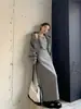 Conjunto de ropa para mujer: Conjunto casual floral gris de primavera y otoño, sudadera de cárdigan corto + vestido con tirantes para mujer 19149