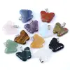 Colgante de Mariposa Tallada en Cristal Transfronterizo Piedra de Ágata Natural Ojo de Tigre Tallado Mariposa Pequeña Collar Literario Retro Joyería