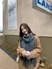 Lenço Tonglu Feminino Outono e Inverno Atacado Cor Sólida Cinza Cinza Lã Caxemira Lenço Dupla Face Longo Masculino