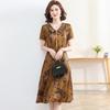 Vestido de verão para mãe de meia-idade vestido de temperamento estilo estrangeiro novo para mulheres de meia-idade e idosas cintura afinamento saia de chiffon de alta qualidade