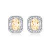 Brincos Quadrados de Prata Esterlina S925 com Pedra Natural para Mulheres, Luxo Acessível, Brincos Estilo Coreano com Pedra de Cristal Topázio Granate de Alta Qualidade