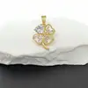 Joias Artesanais DIY Personalizadas de Alto Padrão para Comércio Exterior Transfronteiriço Acessórios de Pingente Micro-Incustados de Zircônia de Cobre Colar de Trevo de Quatro Folhas