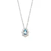 Collar de Plata de Ley S925 con Forma de Concha para Mujer, Colgante de Gota de Agua Azul Marino, Diseño de Nicho Versátil de Lujo Ligero, Cadena Dulce para Clavícula