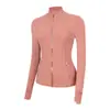 Jaqueta LU com gola alta e zíper dourado, casaco esportivo de manga longa, top de alta elasticidade slim-fit para corrida, fitness e yoga para mulheres