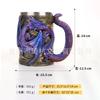 Copo de Dragão em relevo tridimensional criativo retrô, gato misterioso, copo de cerveja de aço inoxidável, decoração de loja, decoração de mesa