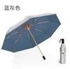 Sombrilla de Doble Capa Color Plata Titanio con 70% de Descuento para Mujer, Fuerte Protección Solar, Protección UV, Plegable, Doble Uso para Sol y Lluvia, Resistente al Viento