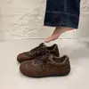 Zapatillas de entrenamiento retro planas, ligeras, de suela blanda, nuevas para otoño 2026, alemanas, para mujer, de moda, marrones, casuales, de caña baja, con punta redonda