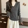 Cardigan de malha versátil de manga longa com lapela, estilo simples, slim fit, novo design estilo coreano para outono, tamanho plus size