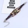 Pulsera de cuero vacuno tejido vintage con cuentas hechas a mano de gran venta en comercio exterior, suministro estable de comercio electrónico transfronterizo, joyería para hombre