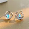 Pendientes de Plata de Lujo Ligero de Nicho para Mujer Pendientes de Cristal con Forma de Estrella y Luna Transfronterizos Diseño de Sal Pura S925 Gama Alta
