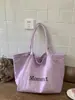 Bolsa de Lona Casual Tote de Grande Capacidade Leve com Estampa de Letra Estilo Coreano para Mulheres Novo Modelo 2026 Bolsa de Ombro Único