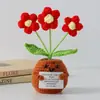 Flor de Tricô de Energia Positiva Transfronteiriça Planta em Vaso Produto Acabado Fio de Lã Flor de Simulação Ornamento de Mesa Boneca de Cartão de Mão