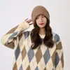Gorro de Punto de Color Sólido Holgado para Mujer en Invierno, Moderno y a la Moda, Hace que la Cara Parezca Más Pequeña, Cálido y Protector de Orejas, Sombrero de Lana