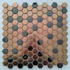 Azulejos Mosaico Espelhados Hexagonais Pequenos de Aço Inoxidável Metálico Estilo Europeu KTV Bar Entrada Azulejos de Parede com Fundo Preto Dourado
