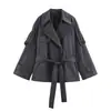 Comercio Exterior Ropa de Mujer 2026 Moda Europea y Americana Holgado Doble Botonadura con Cinturón Tirantes Solapa Gabardina Mujer B483195