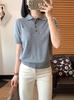 Estilo de Fila Intelectuales Camisa Polo de Punto Hombro Versátil Casual para Viajes Cotidianos Algodón Camiseta de Manga Corta Top para Mujeres Verano