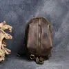 Bolsa transversal masculina em couro Crazy Horse bolsa de ombro peito couro genuíno primeira camada couro bovino esportiva personalidade moda casual besouro