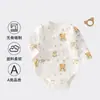 Macacão para Bebê Recém-Nascido, Macacão de Algodão Puro Classe A para Primavera, Roupa sem Costura de Manga Longa para Bebês, Roupa para Engatinhar