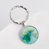 Chaveiro de Trevo de Quatro Folhas Fluorescente, Chaveiro de Bola de Cristal Brilhante da Sorte, Chaveiro Grande de Cristal de Trevo de Quatro Folhas Giratório