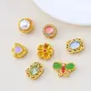 Caja Mágica de Mariposa de Cobre Dorado Estilo Chino con Cristales Incrustaciones de Perla Calcedonia Superficie de Huevo Accesorios para Pulseras Collares Joyería DIY