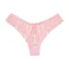 Lencería sexy transparente de talla grande europea y americana con lazo personalizado, encaje de lunares sexy, tiro bajo, entrepierna de algodón, ropa interior para mujer