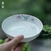 Paquete Cerámica de Jade Tallado Disco de Barro de Jade Olla Rodamiento Plato Seco de Burbujas Portatazas Accesorios del Camino del Té Flor Púrpura Pintada a Mano Almacenamiento de Agua Mesa de Burbujas Secas