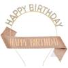 Moda europeia e americana decoração de chapéu de festa de aniversário cinto HEADBAND HAPPY BIRTHDAY coroa alça de ombro com glitter