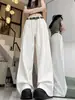 Jeans Blancos Estilo Americano High Street para Mujer Verano Nuevos de Cintura Alta Holgados Pierna Ancha Adelgazantes Pantalones Rectos Versátiles