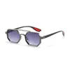 Óculos de Sol com Armação de Metal Lente Dupla Masculino Outdoor Anti-UV Moda Estilo Esportivo Haste Vermelha Óculos Aviador Ins
