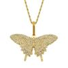 Collar con colgante de mariposa con incrustaciones de diamantes para hombre, hip hop europeo y americano, moderno y genial, para discoteca, club nocturno, disfraz. Colgante