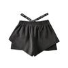 Shorts Casuais Esportivos de Rua Feminino Verão Cintura Exposta Elástico Personalidade Estampado Falso Duas Peças Calças de Yoga para Comércio Exterior Atacado