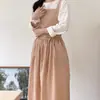 Avental Estilo Ins Japonês 5108cm, Vestido Avental de Algodão e Linho Estilo Coreano, Avental para Jardinagem e Trabalhos Artísticos