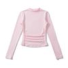 Bt952-25 Nuevo Estilo Otoño Cuello Alto Medio Manga Larga Cintura Plisada Slim Top Corto para Fondo Camiseta Estilo Europeo y Americano