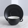 Juego de tazas de café con esmalte de color, taza y platillo de café de cerámica negra, estilo nórdico simple, para oficina y cafetería.