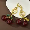 Amazon Cereja Metal Pingente Joia Bolsa Pingente Cereja Cristal Resina Carro Moda Feminina Chaveiro