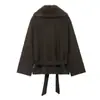 Otoño e Invierno 2025 Nueva Moda Femenina Europea y Americana Transfronteriza Chaqueta Abrigo con Escote Efecto Piel Sintética W03 7000