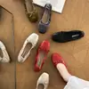 Bailarinas de estilo francés con lazo suave, punta cuadrada para mujer 2026, suela blanda, fruncidas, escote bajo, zapatos planos versátiles tipo abuela