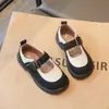 Zapatos de Cuero para Niña 2026 Primavera y Otoño Zapatos Infantiles Estilo Coreano Zapatos Individuales para Niños Mocasines Mary Jane de Moda Bloque de Color Zapatos de Princesa para Niña Pequeña