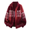 2026 Otoño/Invierno Transfronterizo Nuevo Suéter de Punto Jacquard Holgado con Cuello Alto para Hombre Moda Juvenil Chaqueta Cárdigan Casual