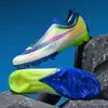Zapatos de fútbol de punto sin costuras transfronterizos, unisex, caña baja, tacos AG para césped natural exterior, tacos TF para césped artificial, disponibles para venta al por mayor