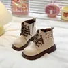 Botas Martin para niños de 6 a 12 años, botines cortos de estilo británico para niñas, nuevas botas de cuero de otoño e invierno, zapatos para niños mayores antideslizantes de suela blanda