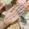 Camellia Estética Geométrica Europea y Americana Anillo Abierto en Forma de Corazón Aguamarina Set de Collares para Mujer de Lujo Ligero Diseño Francés