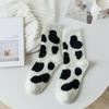 Calcetines Blancos de Terciopelo Imitación de Visón para Mujer en Invierno, Calcetines Peludos Cálidos de Media Pantorrilla con Forro de Felpa Estilo Japonés Expresión Divertida Calcetines para Dormir