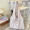 52221 Lienzo Artístico de Flores Estilo Coreano Bolso Vacío Floral Bolso de Hada Estudiante Portátil Gran Capacidad Bolso de Hombro para Viajero
