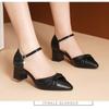 Sandalias de Verano de Cuero Genuino de Alta Gama para Mujer, Sandalias de Tacón Alto de Punta Abierta para Mujer, Nuevo Estilo 2025, de Tacón Medio, de Tacón Grueso, Zapatos Elegantes